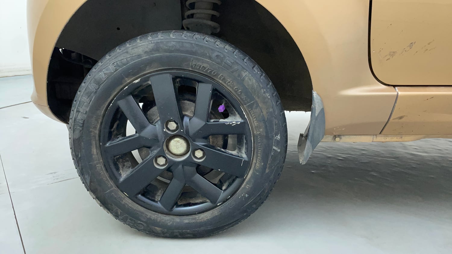 Used 2015 Tata Nano Twist XTA Petrol Automatic tyres LEFT FRONT TYRE RIM VIEW