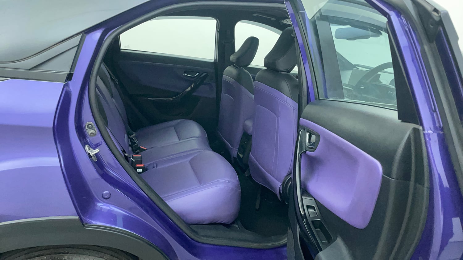 Used 2023 Tata Nexon Fearless Plus S Purple 1.2 Revotron Petrol 7DCA Dual Tone Petrol Automatic interior RIGHT SIDE REAR DOOR CABIN VIEW