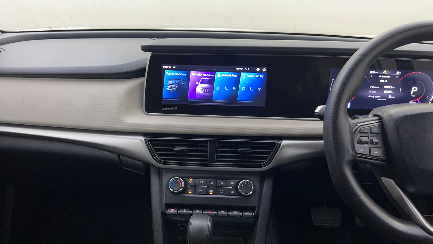 Used 2022 Mahindra XUV700 AX 5 Diesel AT 7 STR Diesel Automatic interior MUSIC SYSTEM & AC CONTROL VIEW
