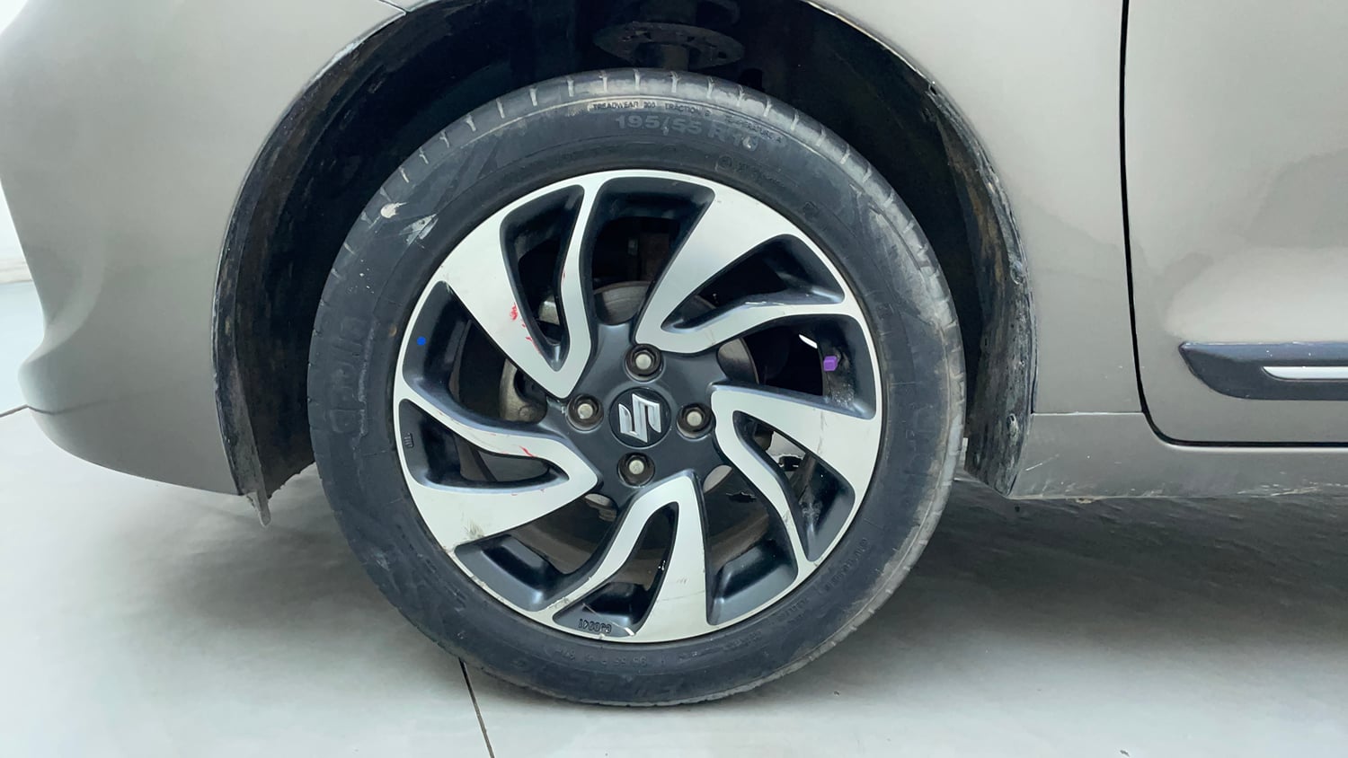 Used 2021 Maruti Suzuki Baleno Zeta Automatic Petrol Automatic tyres LEFT FRONT TYRE RIM VIEW