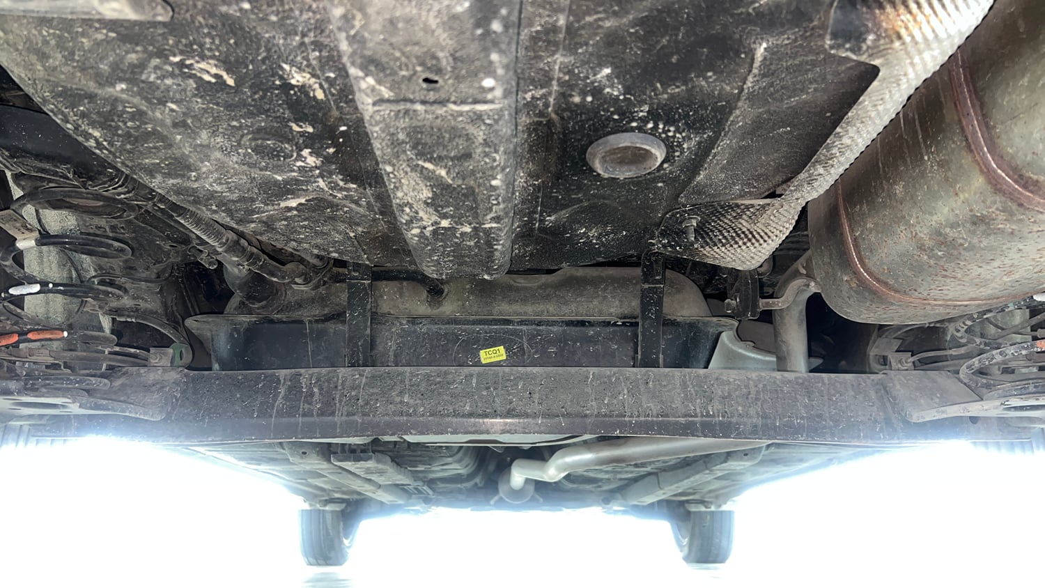 Used 2023 Hyundai Aura SX 1.2 Petrol Petrol Manual extra REAR UNDERBODY VIEW (TAKEN FROM REAR)