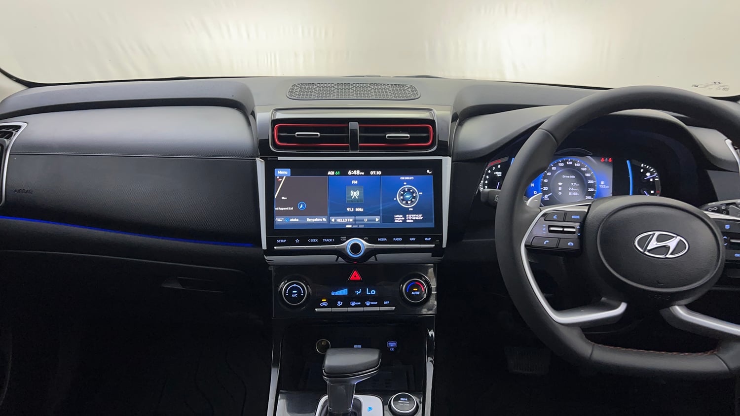 Used 2023 Hyundai Creta SX (O) 1.5 Petrol IVT Knight Petrol Automatic interior MUSIC SYSTEM & AC CONTROL VIEW