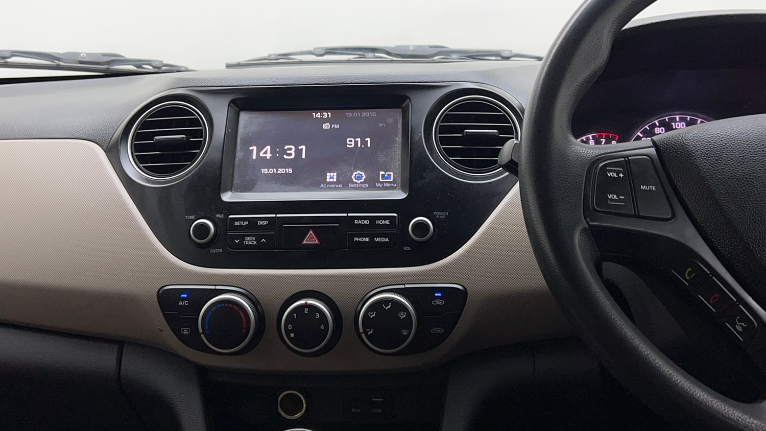 Used 2017 Hyundai Grand i10 Sportz (O) 1.2 kappa VTVT CNG (Outside Fitted) Cng Manual interior MUSIC SYSTEM & AC CONTROL VIEW