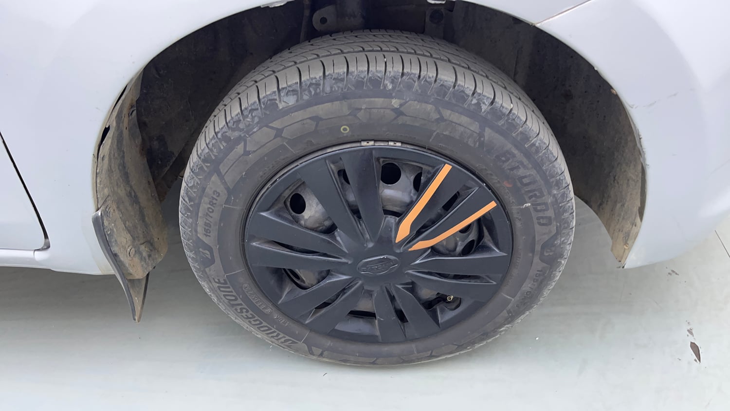 Used 2018 Datsun Go Plus T Petrol Manual tyres RIGHT FRONT TYRE RIM VIEW