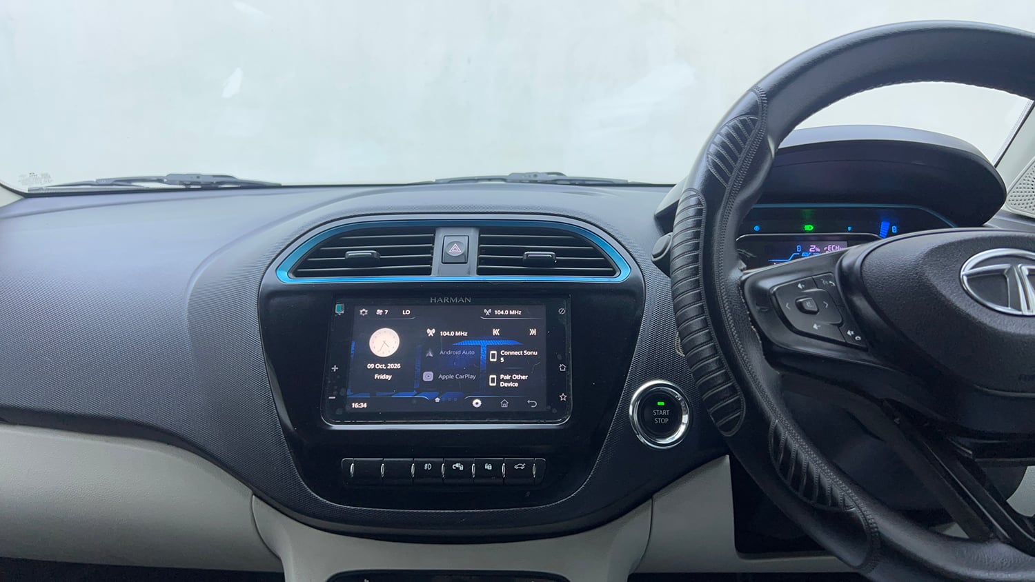Used 2022 Tata Tigor EV XZ Plus Electric Automatic interior MUSIC SYSTEM & AC CONTROL VIEW