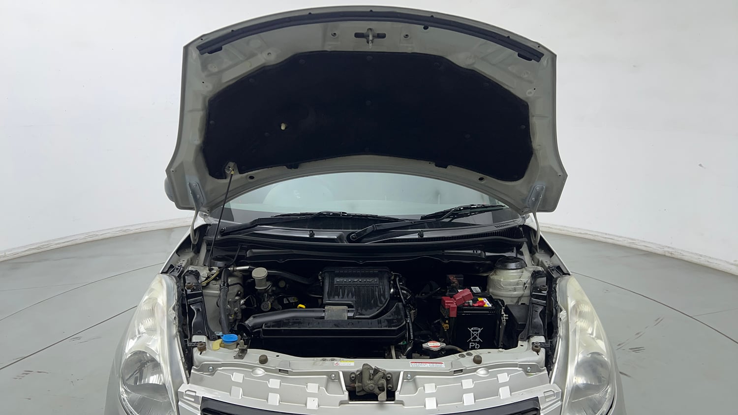 Used 2015 Maruti Suzuki Swift Lxi (O) Petrol Manual engine ENGINE & BONNET OPEN FRONT VIEW