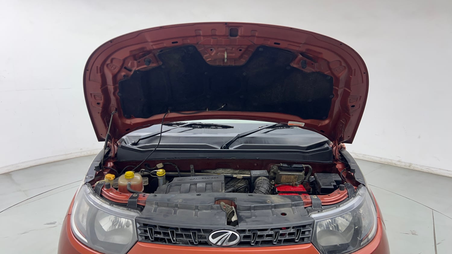 Used 2017 Mahindra KUV100 K4 6 STR Petrol Manual engine ENGINE & BONNET OPEN FRONT VIEW