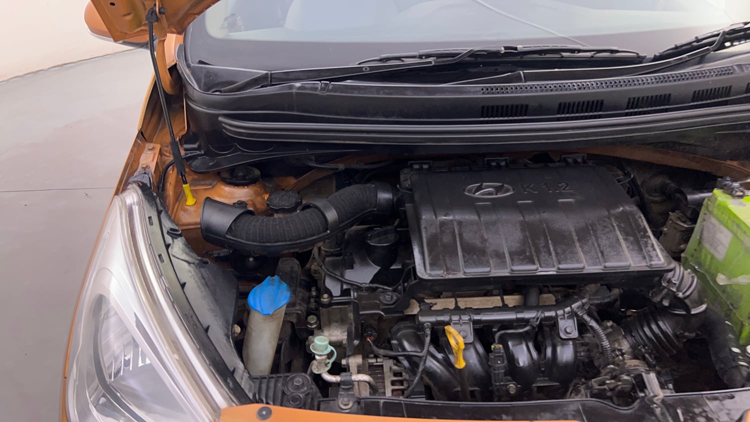 Used 2013 Hyundai Grand i10 Asta 1.2 Kappa VTVT Petrol Manual engine ENGINE RIGHT SIDE HINGE & APRON VIEW