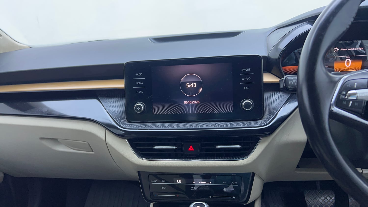 Used 2023 Skoda Slavia Style 1.0L TSI AT Petrol Automatic interior MUSIC SYSTEM & AC CONTROL VIEW