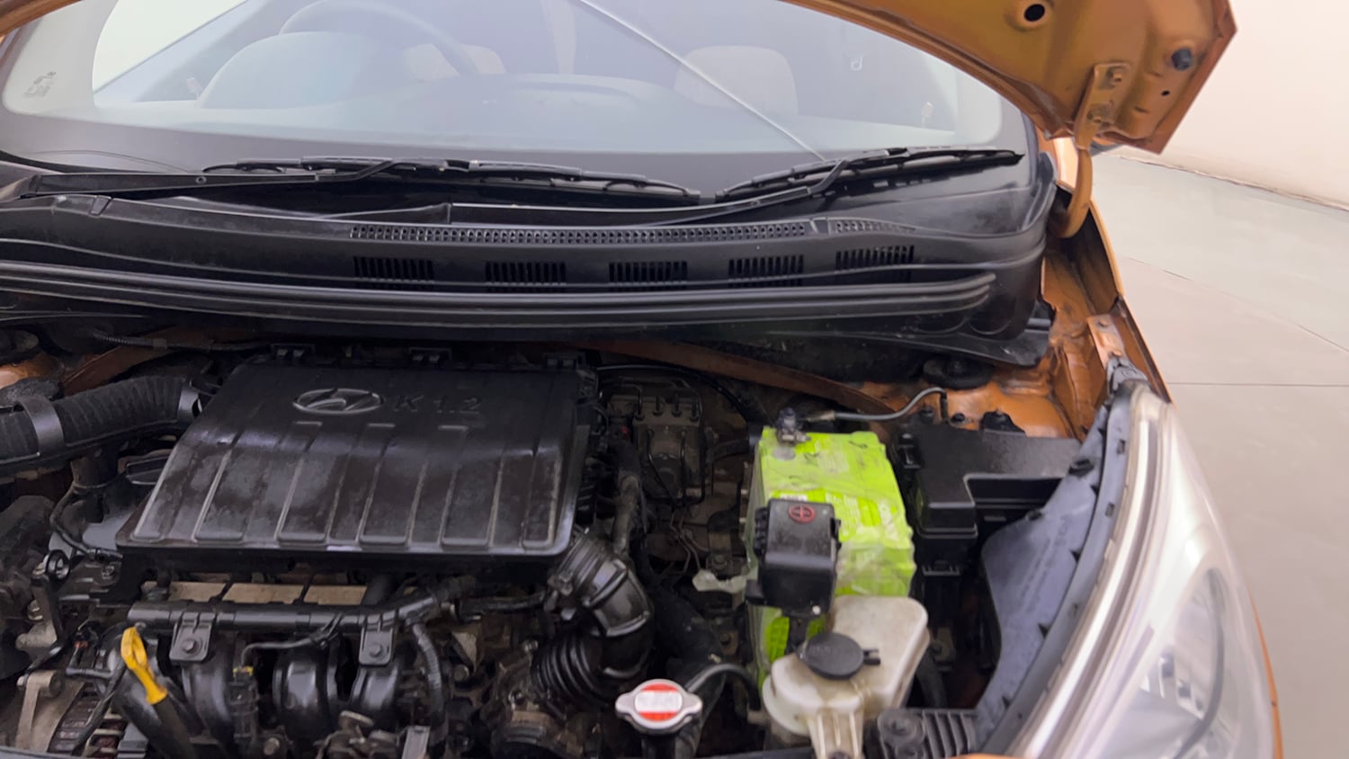 Used 2013 Hyundai Grand i10 Asta 1.2 Kappa VTVT Petrol Manual engine ENGINE LEFT SIDE HINGE & APRON VIEW