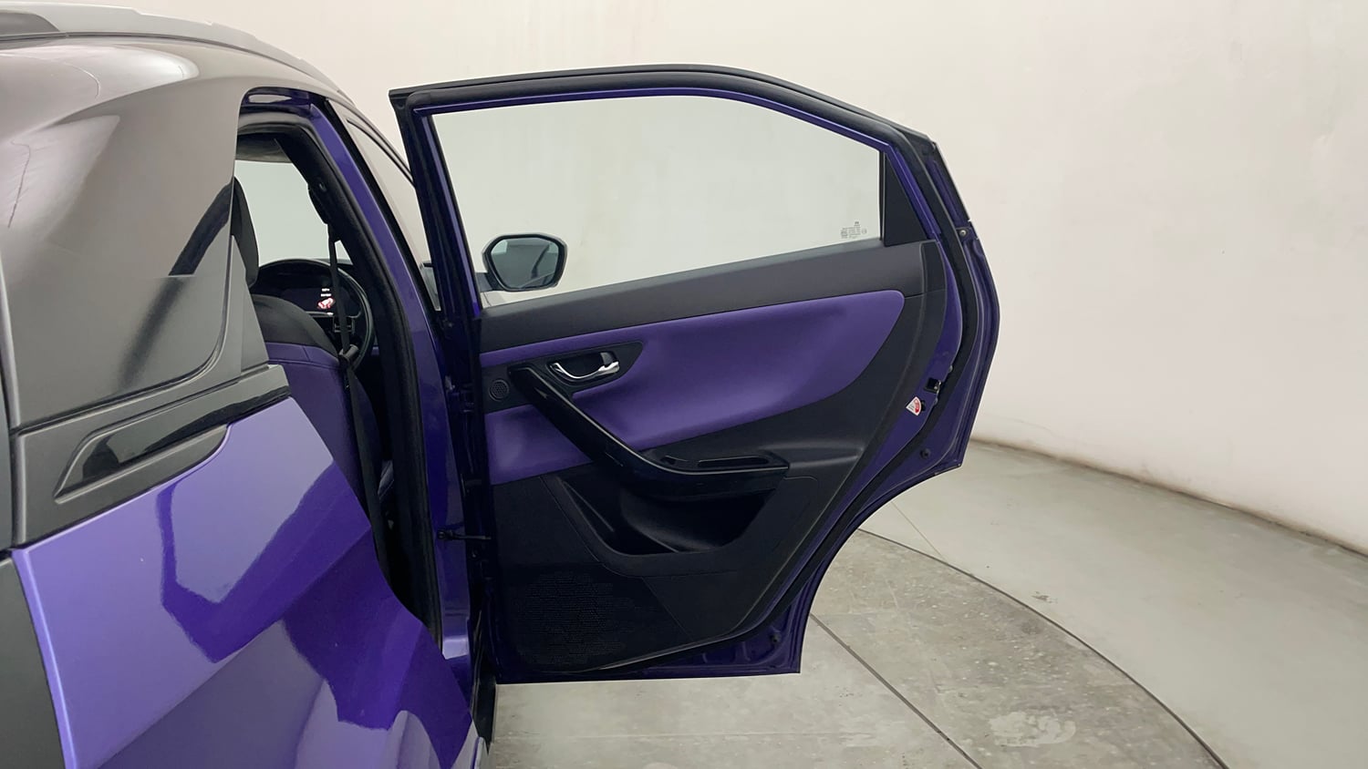 Used 2024 Tata Nexon Fearless Plus S Purple 1.2 Revotron Petrol 7DCA Dual Tone Petrol Automatic interior RIGHT REAR DOOR OPEN VIEW