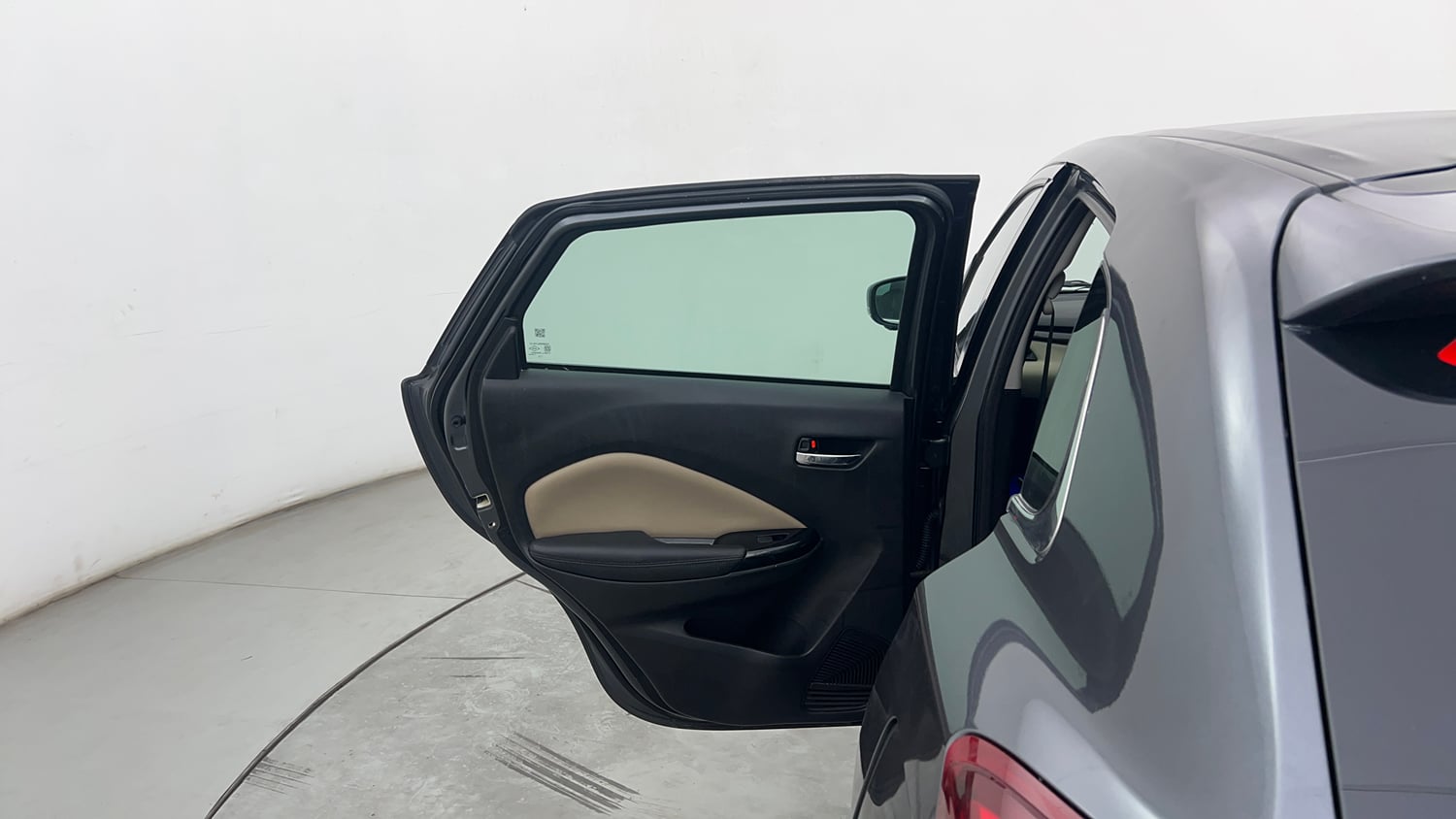 Used 2023 Toyota Glanza V Petrol Manual interior LEFT REAR DOOR OPEN VIEW