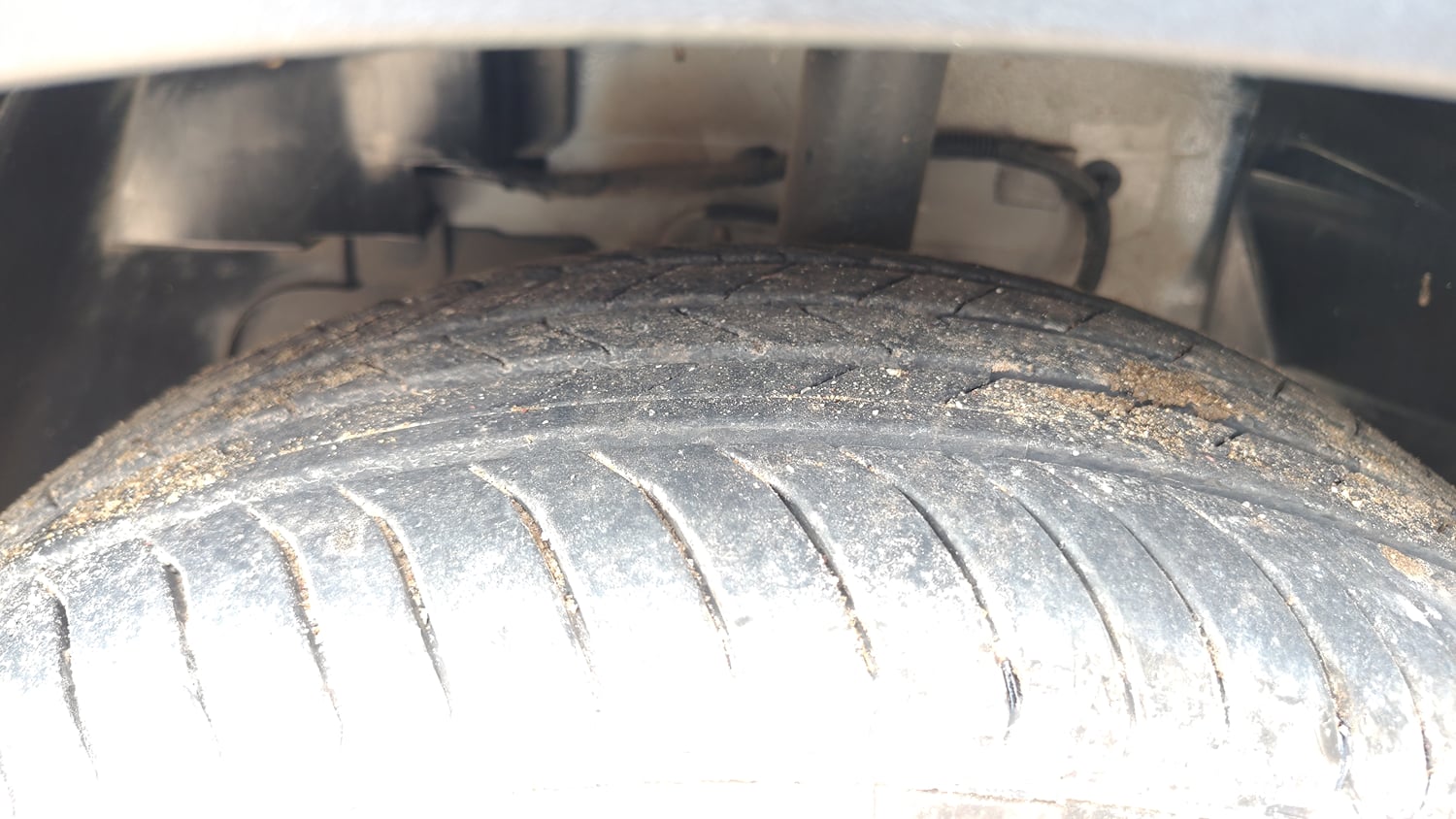 Used 2026 Tata Nexon Creative Plus (PS) 1.2 iCNG 6MT Dual Tone Cng Manual tyres LEFT FRONT TYRE TREAD VIEW