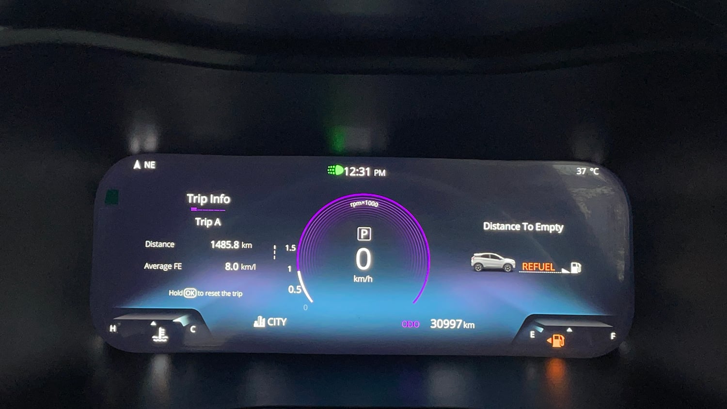 Used 2024 Tata Nexon Fearless Plus S Purple 1.2 Revotron Petrol 7DCA Dual Tone Petrol Automatic interior CLUSTERMETER VIEW