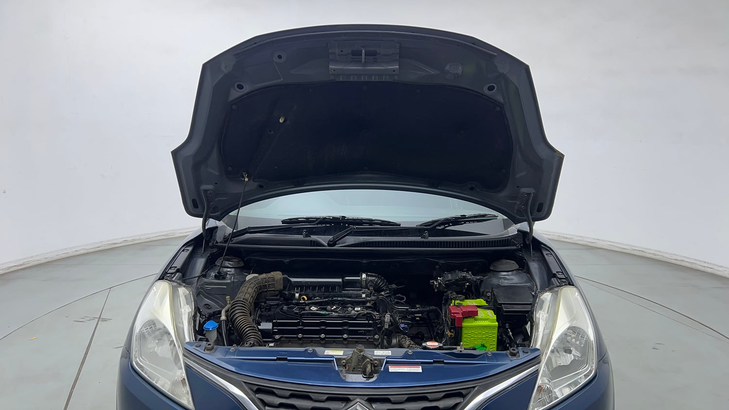 Used 2015 Maruti Suzuki Baleno Zeta 1.2 Petrol Manual engine ENGINE & BONNET OPEN FRONT VIEW