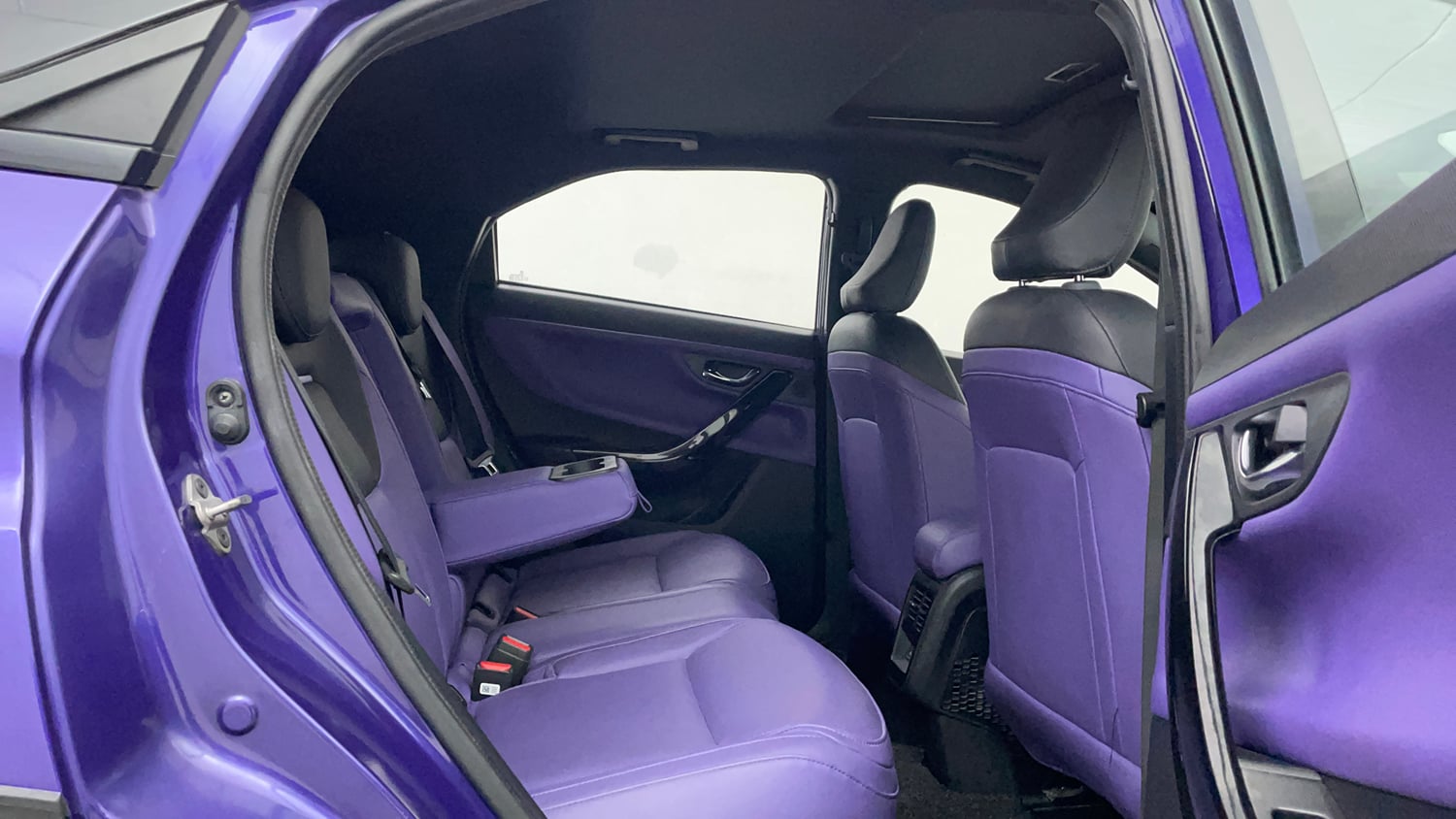 Used 2024 Tata Nexon Fearless Plus S Purple 1.2 Revotron Petrol 7DCA Dual Tone Petrol Automatic interior RIGHT SIDE REAR DOOR CABIN VIEW