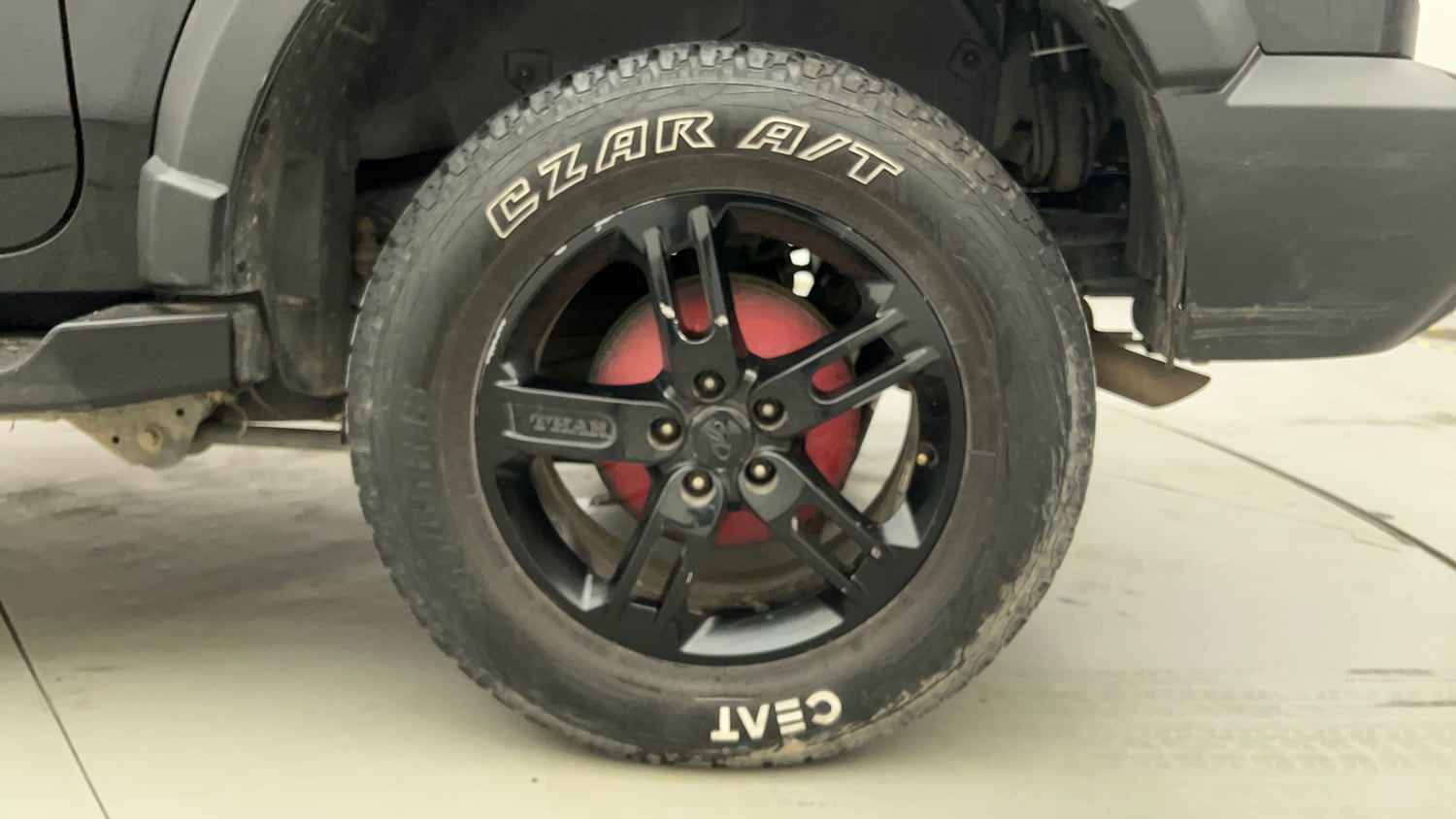 Used 2022 mahindra Thar LX Hard Top Petrol AT 4WD Petrol Automatic tyres LEFT REAR TYRE RIM VIEW