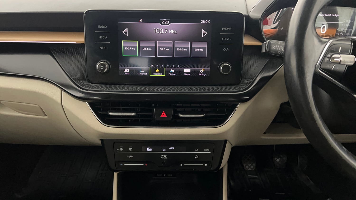 Used 2022 Skoda Slavia Style 1.0L TSI MT Petrol Manual interior MUSIC SYSTEM & AC CONTROL VIEW