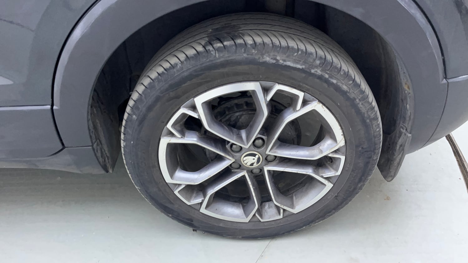 Used 2023 Skoda Kushaq Style 1.0L TSI MT Petrol Manual tyres LEFT REAR TYRE RIM VIEW