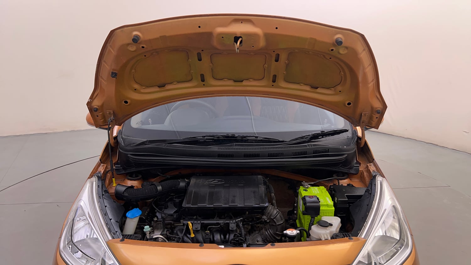 Used 2013 Hyundai Grand i10 Sportz 1.2 Kappa VTVT Petrol Manual engine ENGINE & BONNET OPEN FRONT VIEW