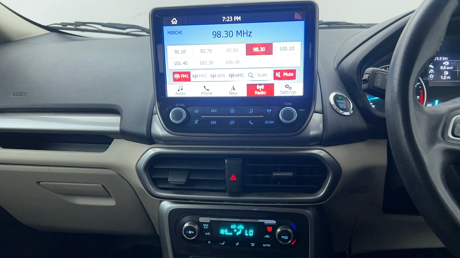 Used 2020 Ford EcoSport Titanium 1.5L Ti-VCT Petrol Manual interior MUSIC SYSTEM & AC CONTROL VIEW