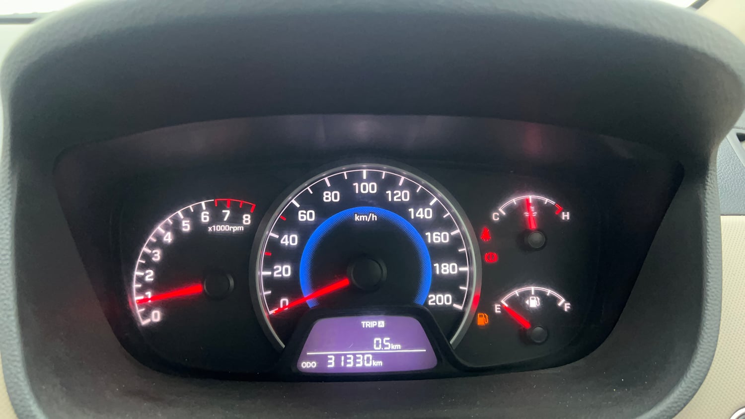 Used 2013 Hyundai Grand i10 Sportz 1.2 Kappa VTVT Petrol Manual interior CLUSTERMETER VIEW