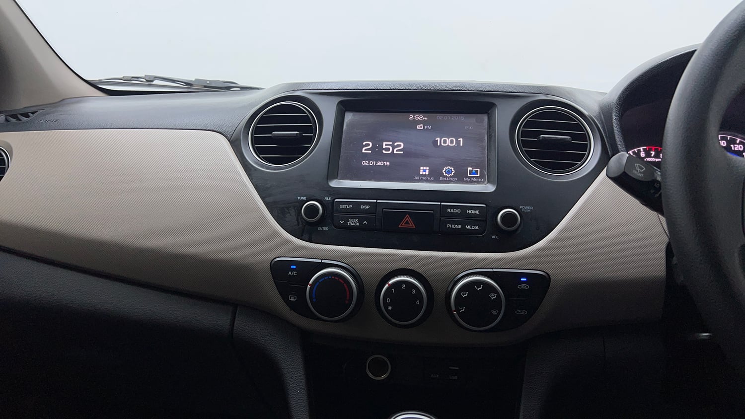 Used 2018 Hyundai Grand i10 Sportz 1.2 Kappa VTVT Petrol Manual interior MUSIC SYSTEM & AC CONTROL VIEW