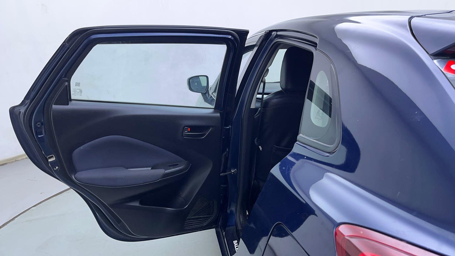Used 2022 Maruti Suzuki Baleno Delta MT Petrol Manual interior LEFT REAR DOOR OPEN VIEW