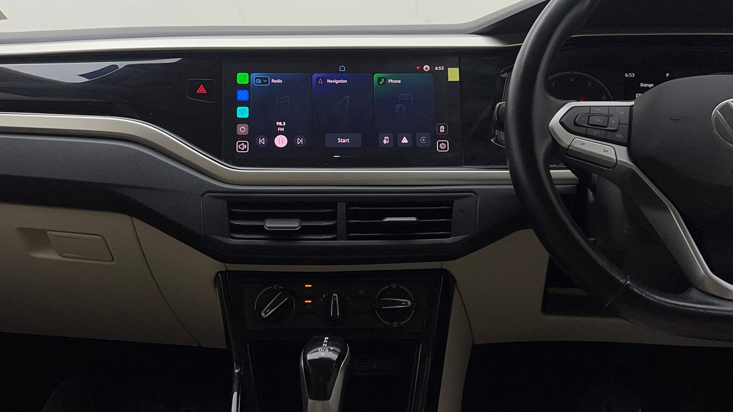 Used 2022 Volkswagen Virtus Highline 1.0 TSI AT Petrol Automatic interior MUSIC SYSTEM & AC CONTROL VIEW