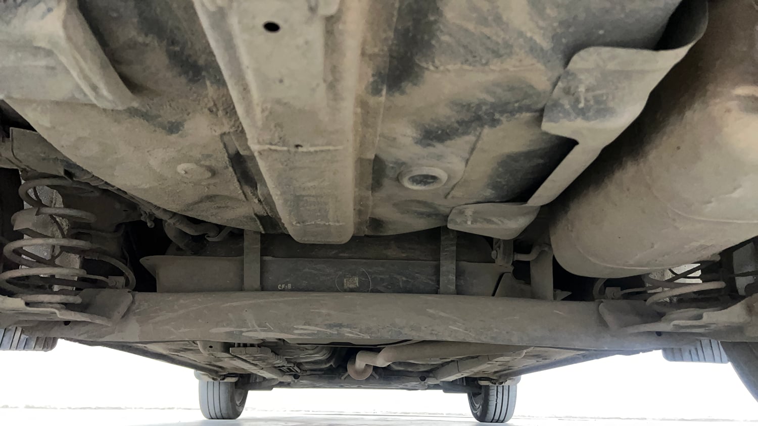 Used 2021 Hyundai Aura SX 1.2 Petrol Petrol Manual extra REAR UNDERBODY VIEW (TAKEN FROM REAR)