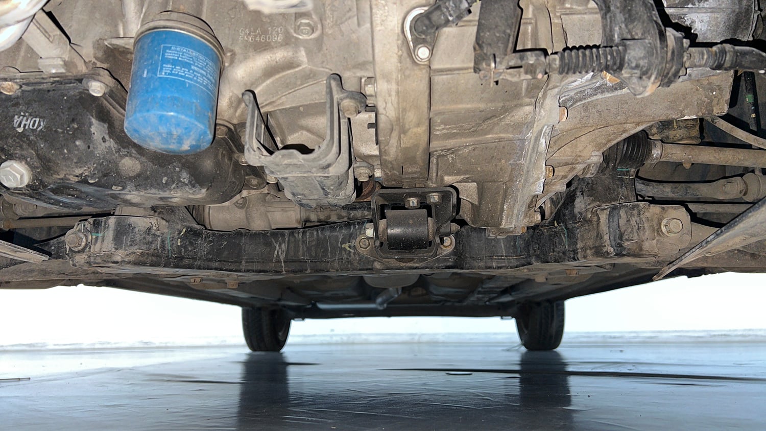 Used 2015 Hyundai Grand i10 Magna 1.2 Kappa VTVT Petrol Manual extra FRONT LEFT UNDERBODY VIEW