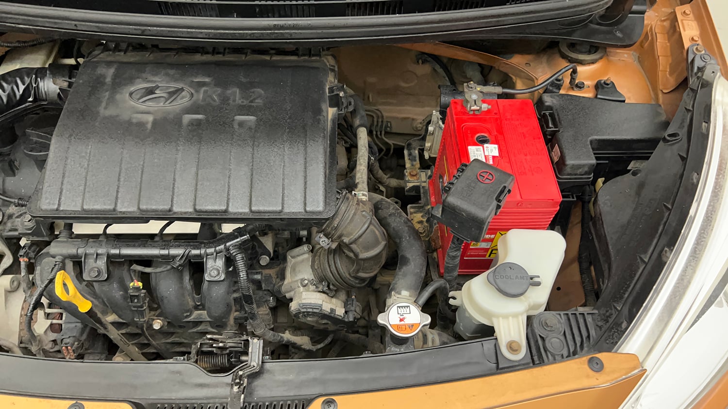 Used 2015 Hyundai Grand i10 Sportz 1.2 Kappa VTVT Petrol Manual engine ENGINE LEFT SIDE VIEW