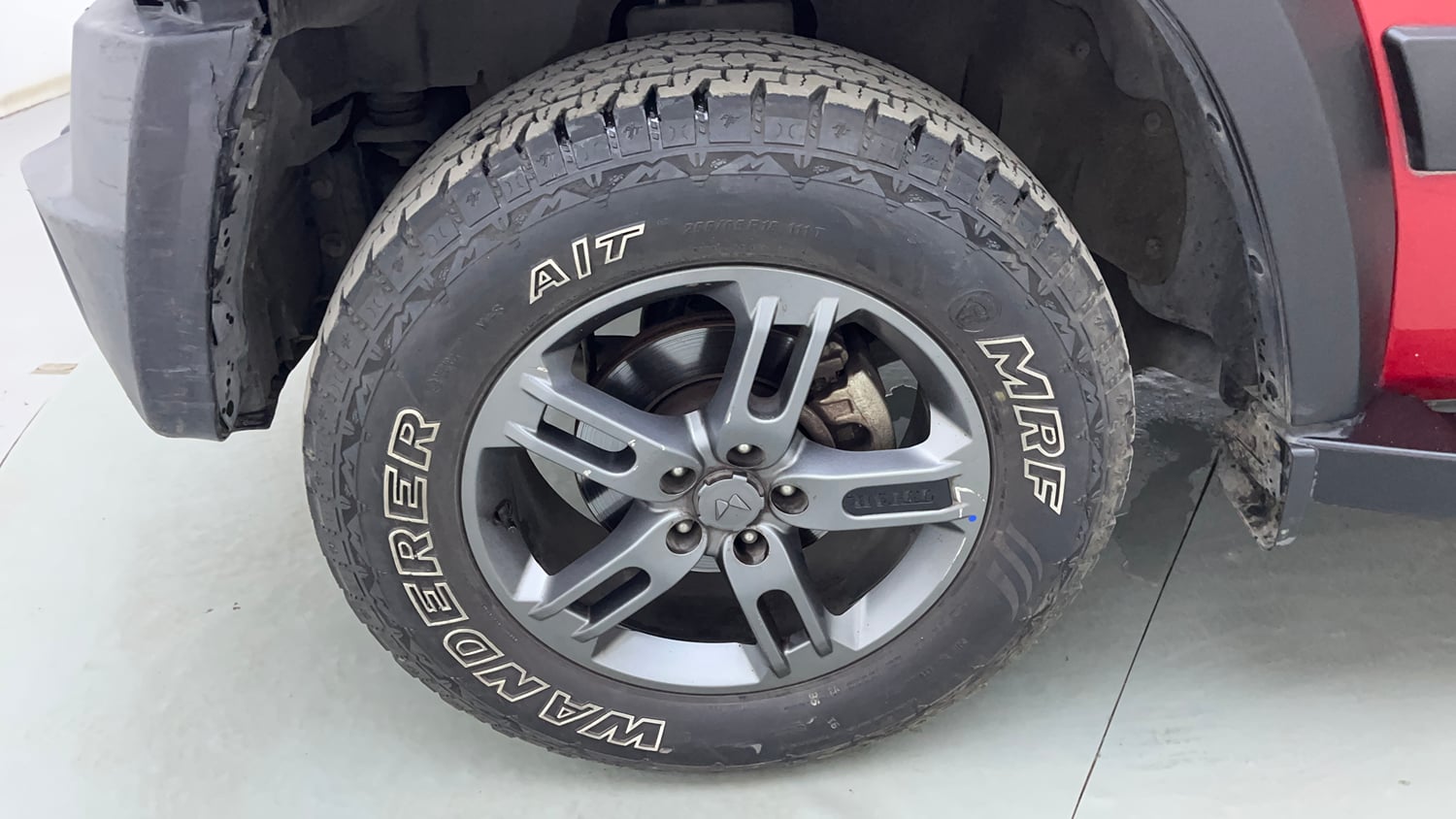 Used 2023 Mahindra Thar LX Hard Top Petrol MT 4WD Petrol Manual tyres LEFT FRONT TYRE RIM VIEW