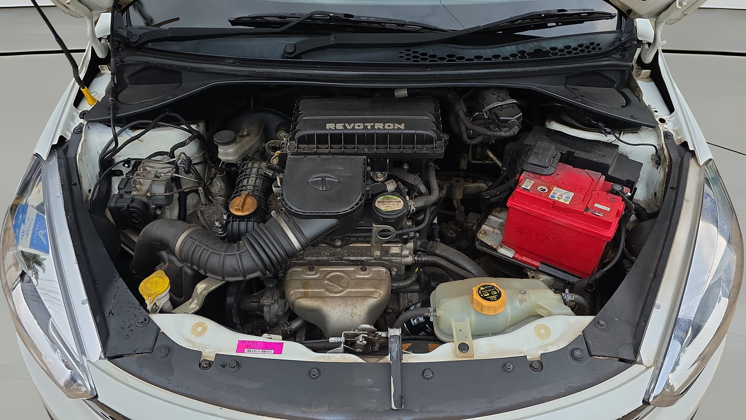 Used 2017 Tata Tiago Revotron XZ Petrol Manual engine ENGINE & BONNET OPEN FRONT VIEW