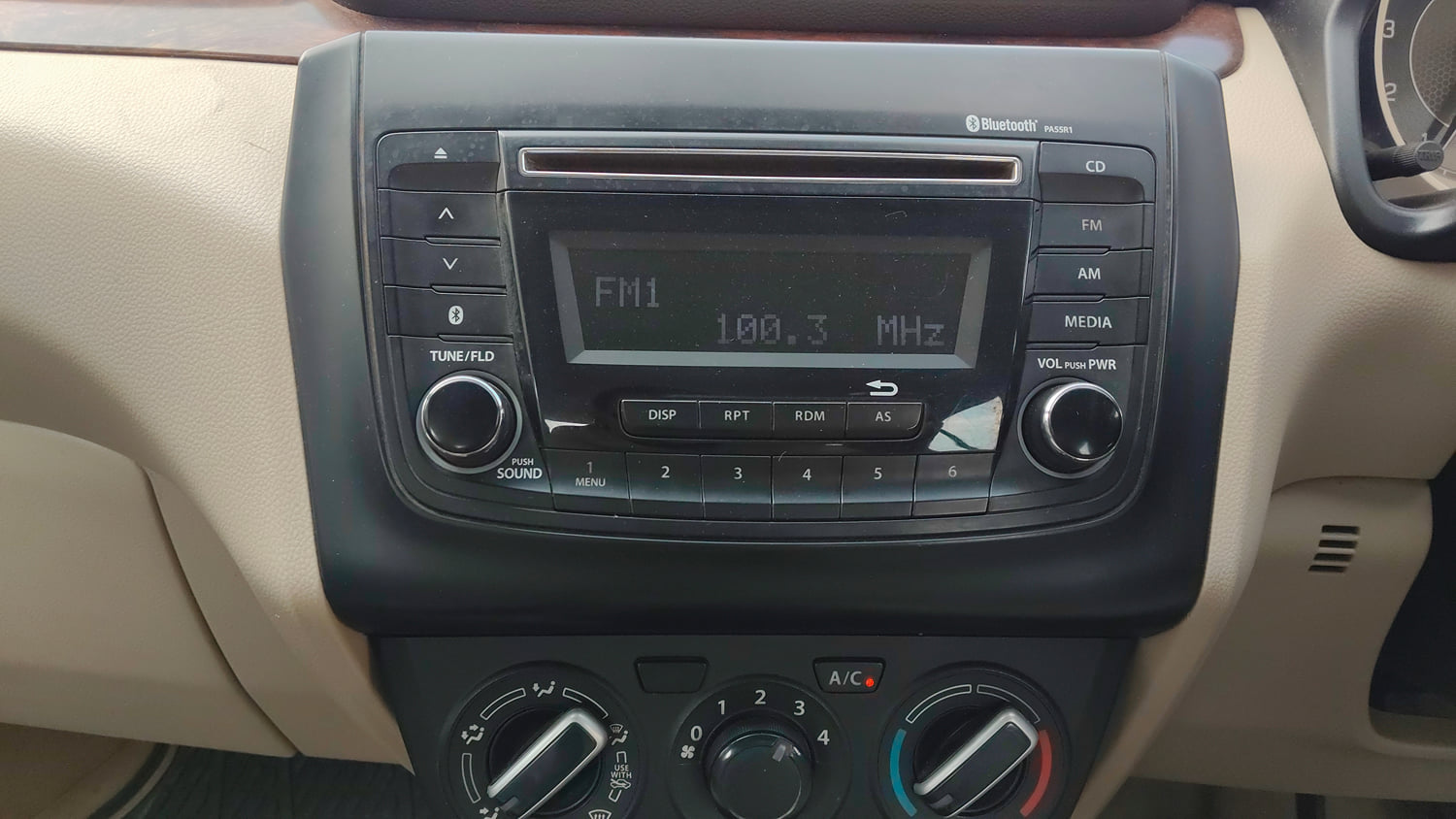 Used 2017 Maruti Suzuki Dzire VXi AMT Petrol Automatic interior MUSIC SYSTEM & AC CONTROL VIEW