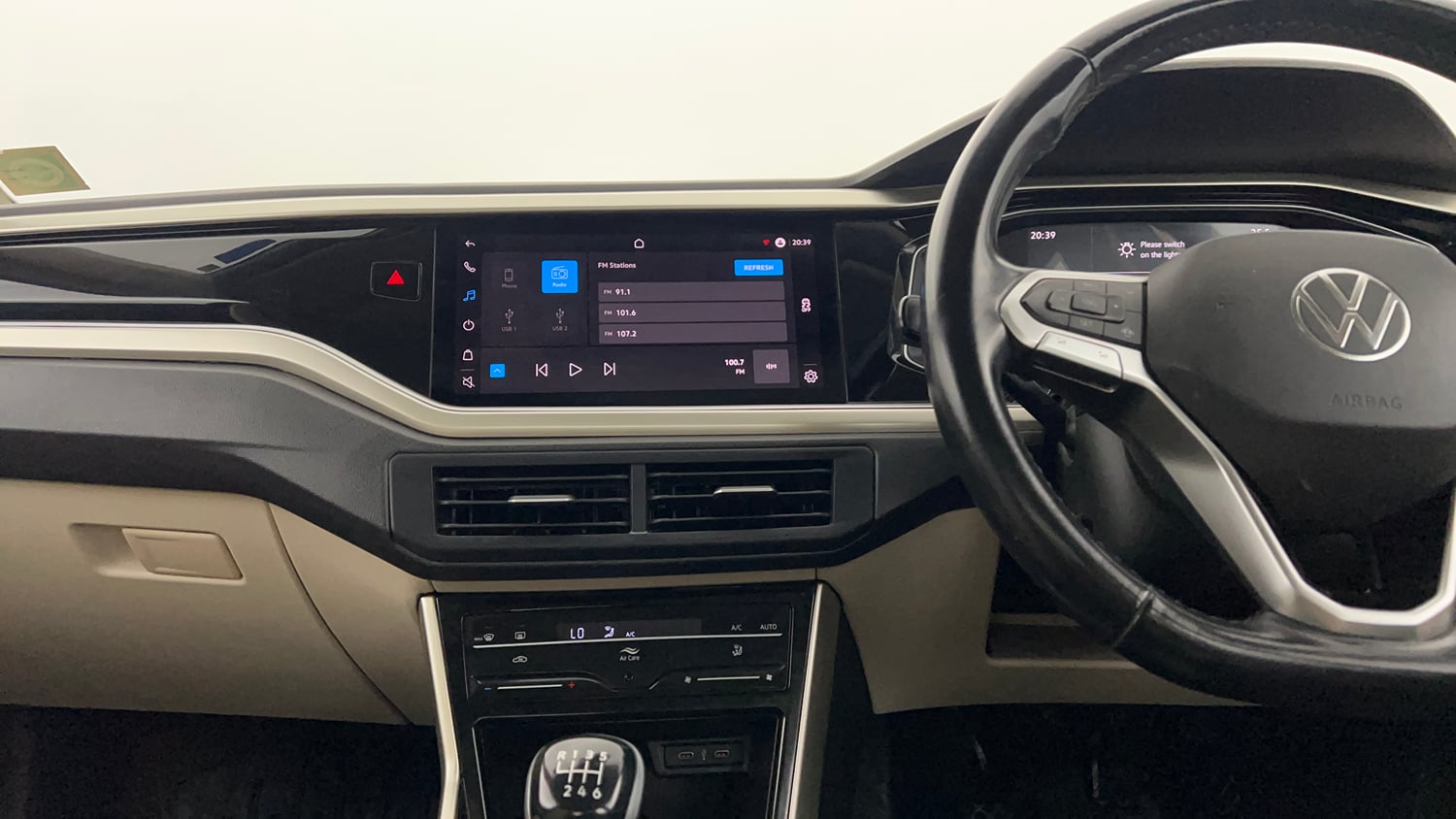 Used 2023 Volkswagen Virtus Topline 1.0 TSI MT Petrol Manual interior MUSIC SYSTEM & AC CONTROL VIEW