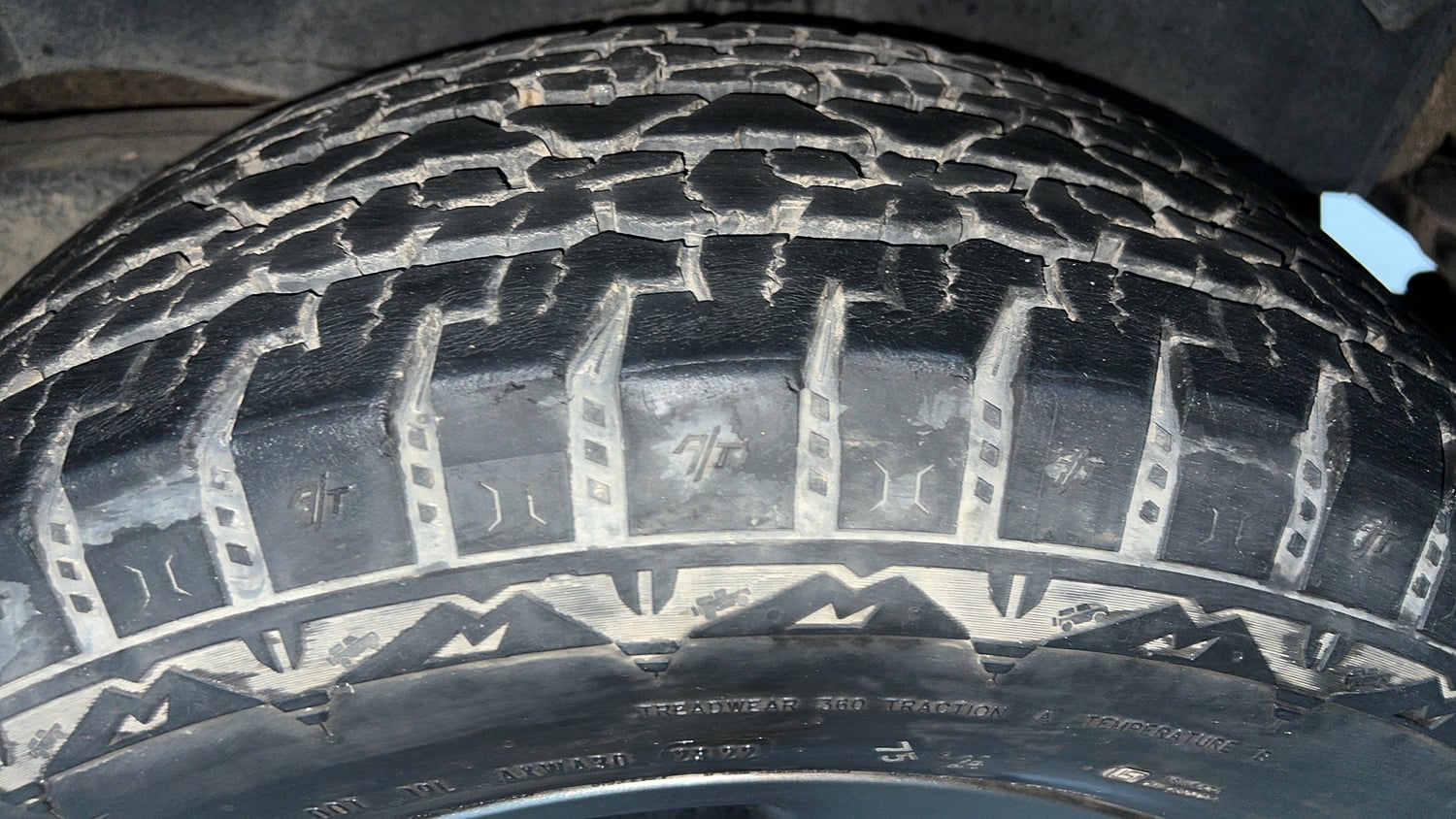 Used 2022 mahindra Thar LX Hard Top Petrol AT 4WD Petrol Automatic tyres LEFT REAR TYRE TREAD VIEW