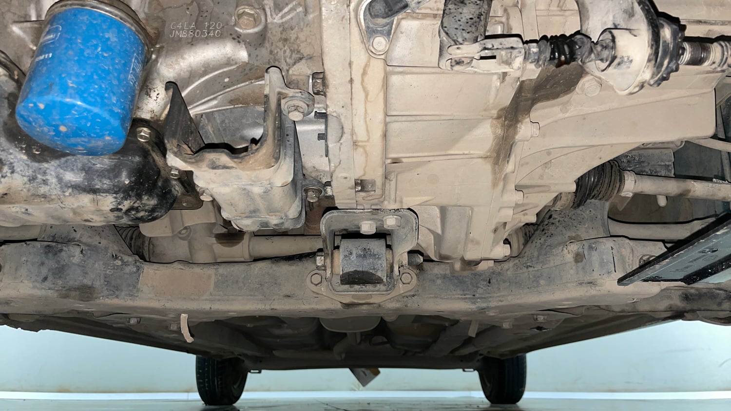 Used 2018 Hyundai Grand i10 Magna 1.2 Kappa VTVT Petrol Manual extra FRONT LEFT UNDERBODY VIEW