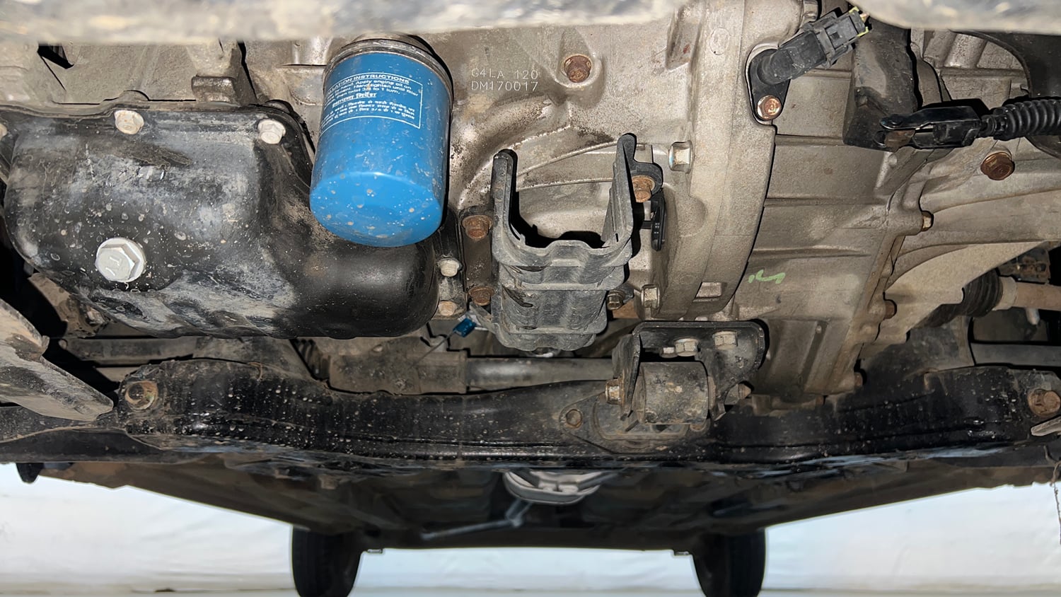 Used 2013 Hyundai Grand i10 Magna 1.2 Kappa VTVT Petrol Manual extra FRONT LEFT UNDERBODY VIEW