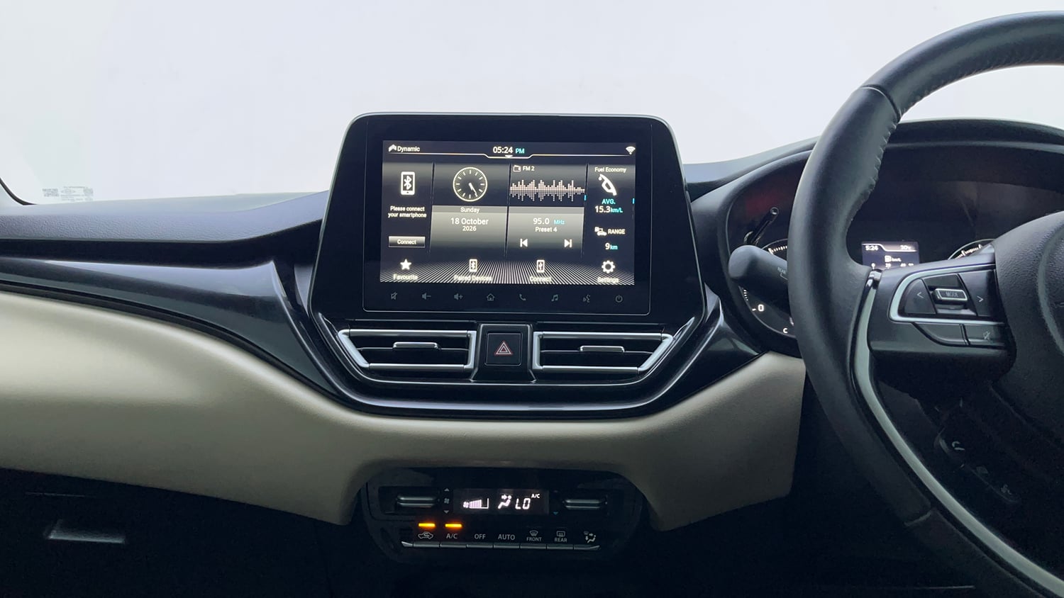 Used 2024 Toyota Glanza V Petrol Manual interior MUSIC SYSTEM & AC CONTROL VIEW