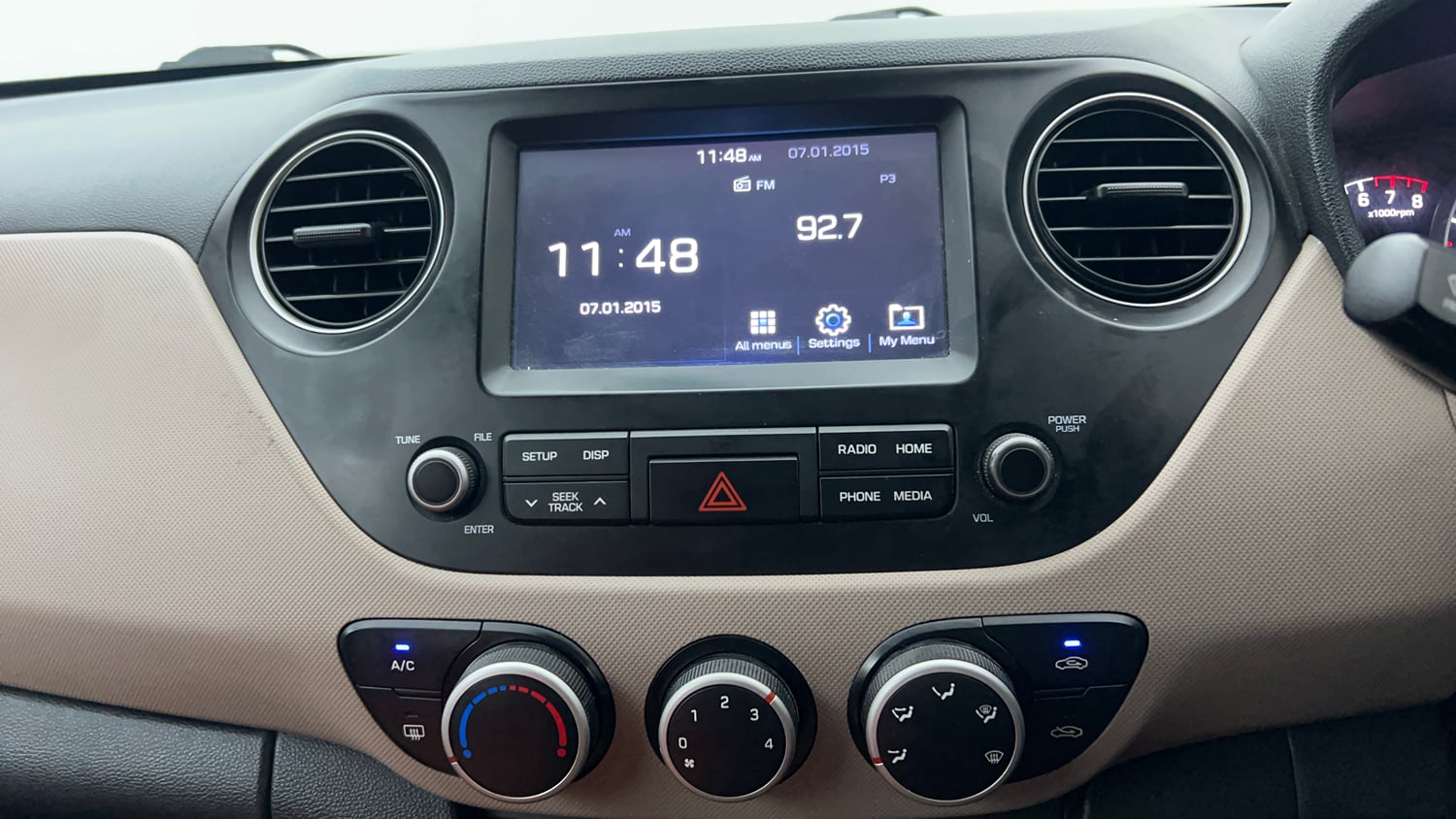 Used 2019 Hyundai Grand i10 Sportz 1.2 Kappa VTVT Petrol Manual interior MUSIC SYSTEM & AC CONTROL VIEW