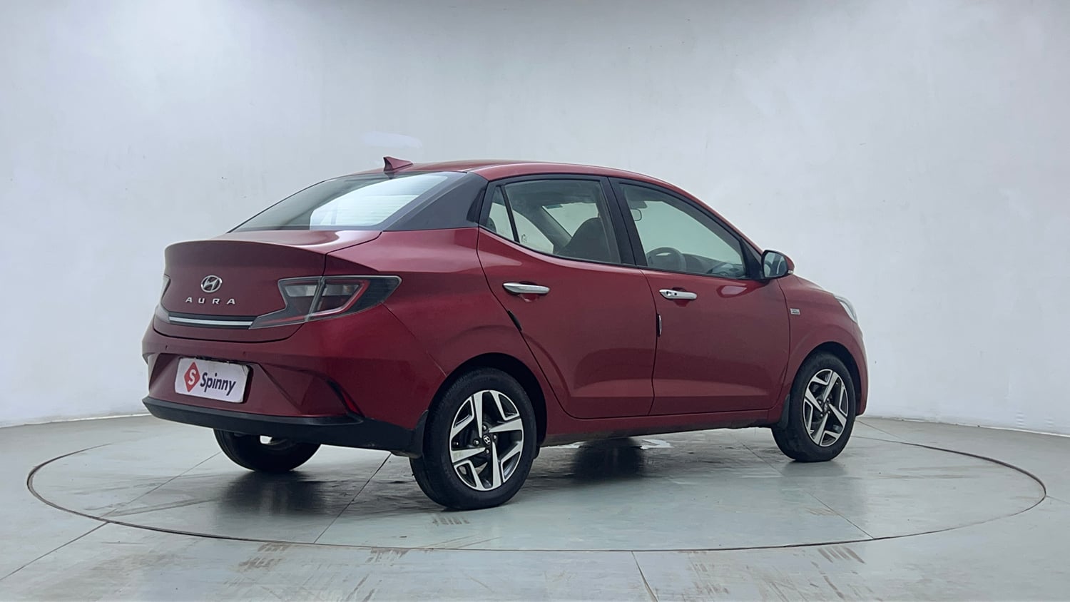 Used 2021 Hyundai Aura SX Plus 1.2 AMT Petrol Petrol Automatic exterior RIGHT REAR CORNER VIEW