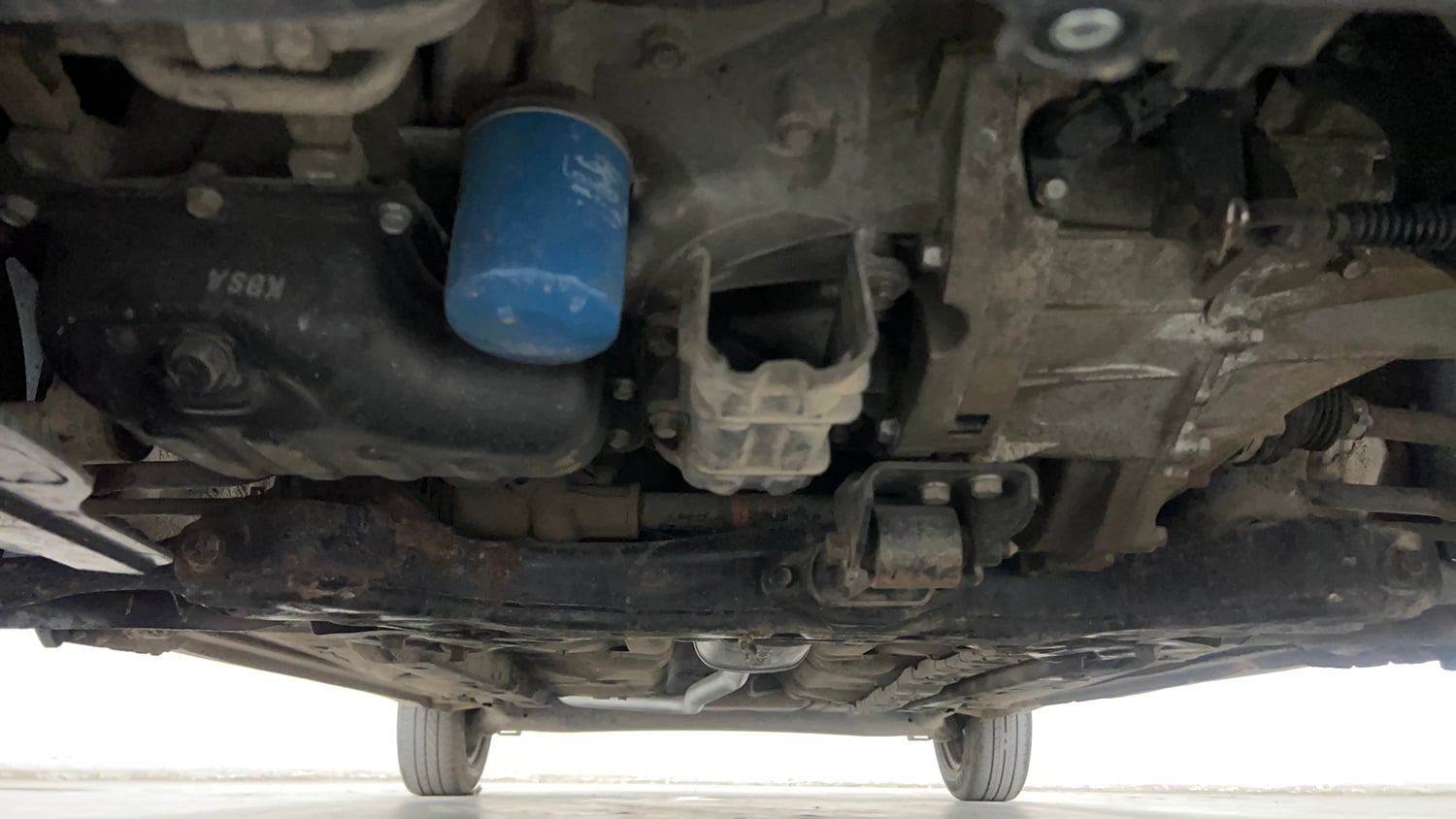 Used 2015 Hyundai Grand i10 Magna 1.2 Kappa VTVT Petrol Manual extra FRONT LEFT UNDERBODY VIEW