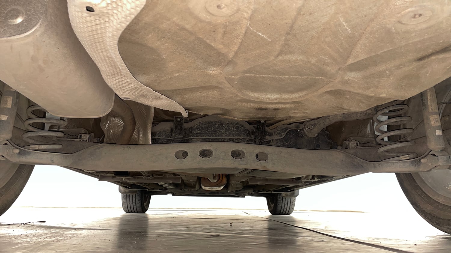 Used 2024 Skoda Slavia Style 1.0L TSI MT Petrol Manual extra REAR UNDERBODY VIEW (TAKEN FROM REAR)