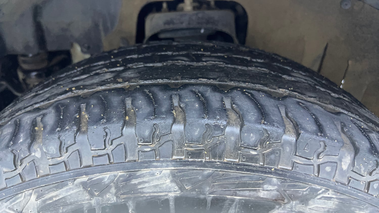 Used 2021 mahindra Thar LX Hard Top Petrol MT 4WD Petrol Manual tyres LEFT FRONT TYRE TREAD VIEW