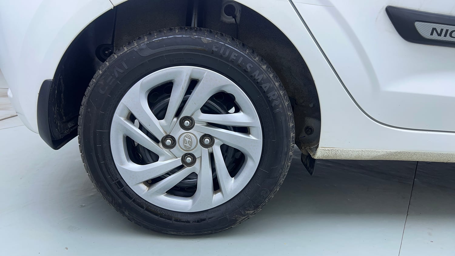 Used 2022 Hyundai Grand i10 Nios Magna AMT 1.2 Kappa VTVT Petrol Automatic tyres RIGHT REAR TYRE RIM VIEW