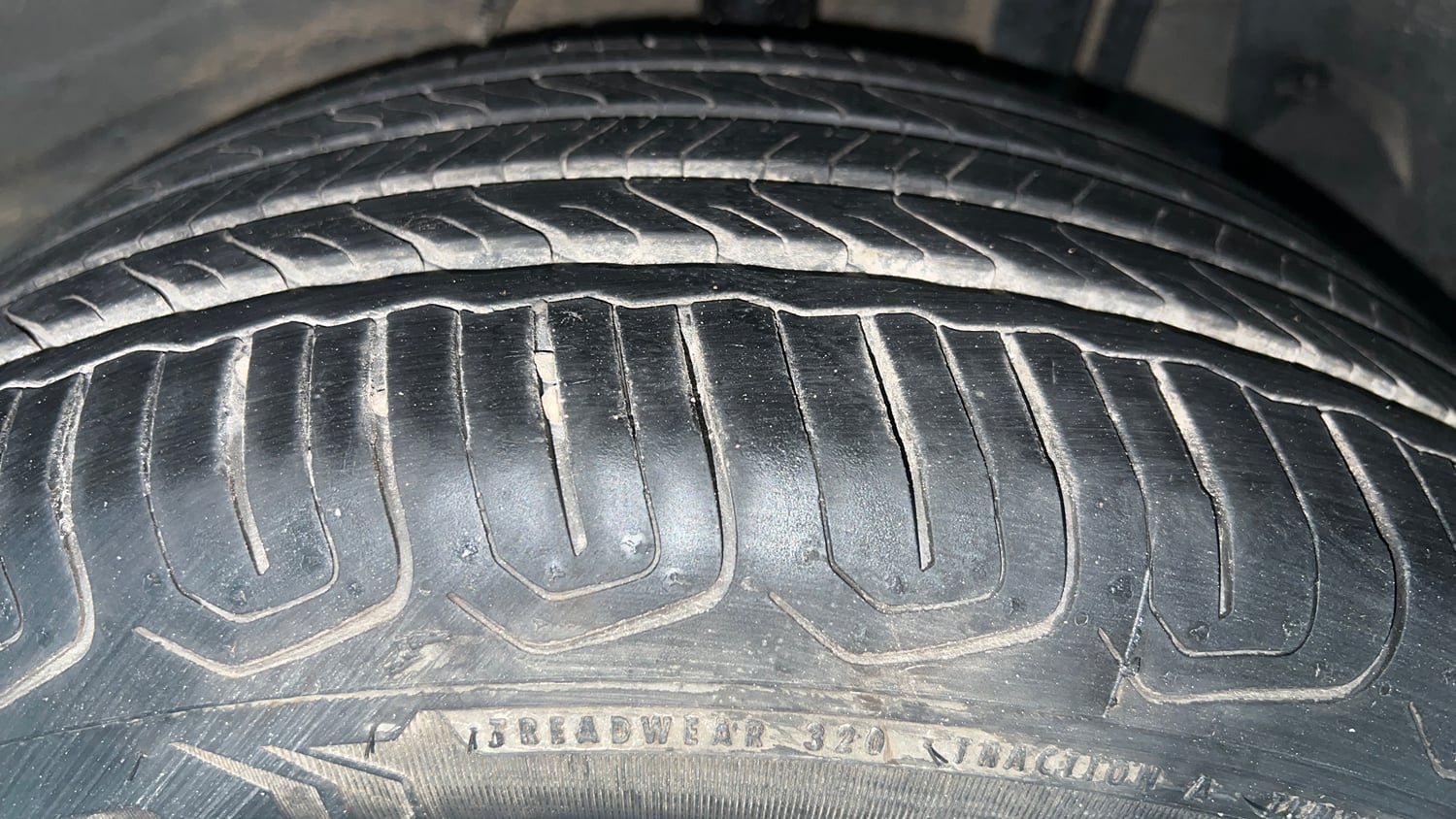 Used 2024 Tata Nexon Creative Plus S 1.2 Revotron Petrol 6AMT Petrol Automatic tyres LEFT REAR TYRE TREAD VIEW