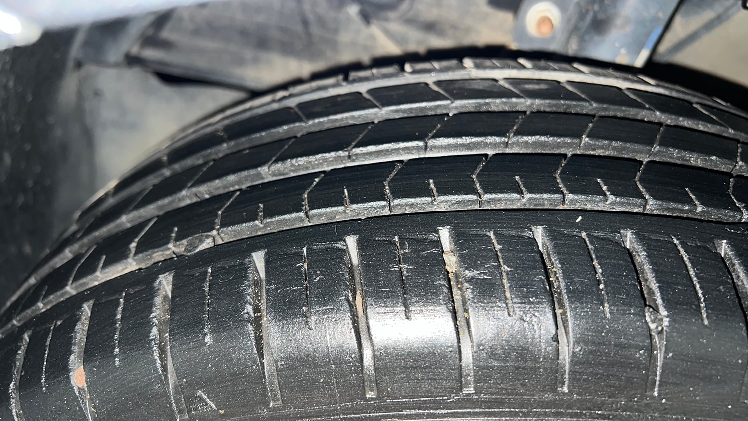 Used 2024 Maruti Suzuki Baleno Zeta MT Petrol Manual tyres LEFT FRONT TYRE TREAD VIEW