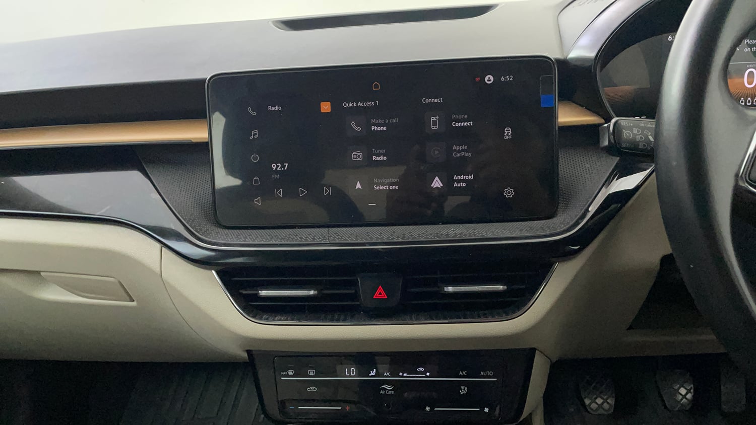 Used 2024 Skoda Slavia Style 1.0L TSI MT Petrol Manual interior MUSIC SYSTEM & AC CONTROL VIEW