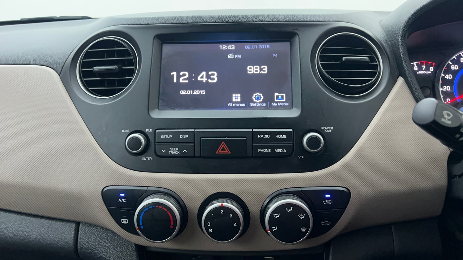 Used 2019 Hyundai Grand i10 Sportz 1.2 Kappa VTVT Petrol Manual interior MUSIC SYSTEM & AC CONTROL VIEW